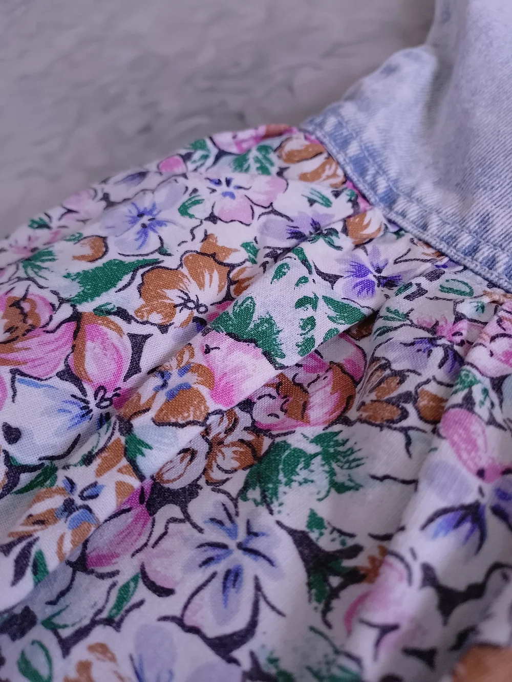 Vintage 80s 90s Acid Wash  Floral Ruffle Mini Short Dress - Picture 6 of 12